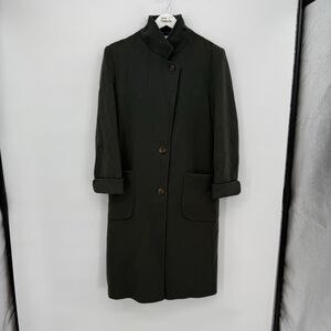 Cassidy Petite Vintage Green Wool Tailored Trench Coat Size 4P USA